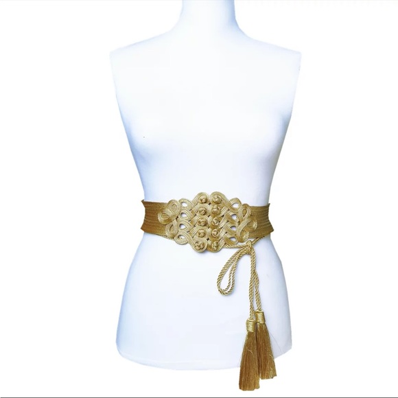 slim fit dress slacks La Ravissante Golden Belt main image 1